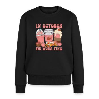 Brustkrebs Unterstützung des Bewusstseins für Brustkrebs - Frauen Premium Bio Pullover - Schwarz - Vorne - Julia (174cm)