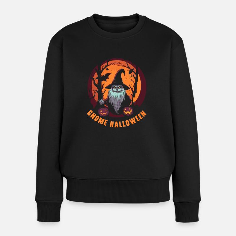 Gartenzwerg Halloween Süßes oder Saures Gärtner - Frauen Premium Bio Pullover - Schwarz