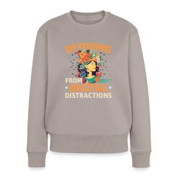 Digital Detox Handy Fasten Go Offline - Frauen Premium Bio Pullover - Taupe - Vorne - Julia (174cm)