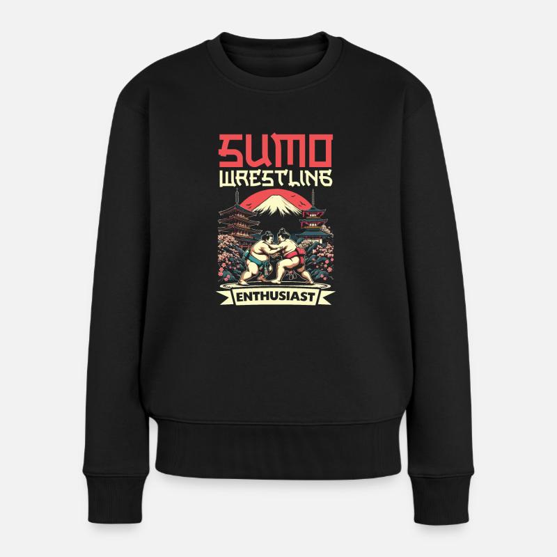 Sumo-Ringer Japanisches Ringen Sumo-Ringen - Frauen Premium Bio Pullover - Schwarz