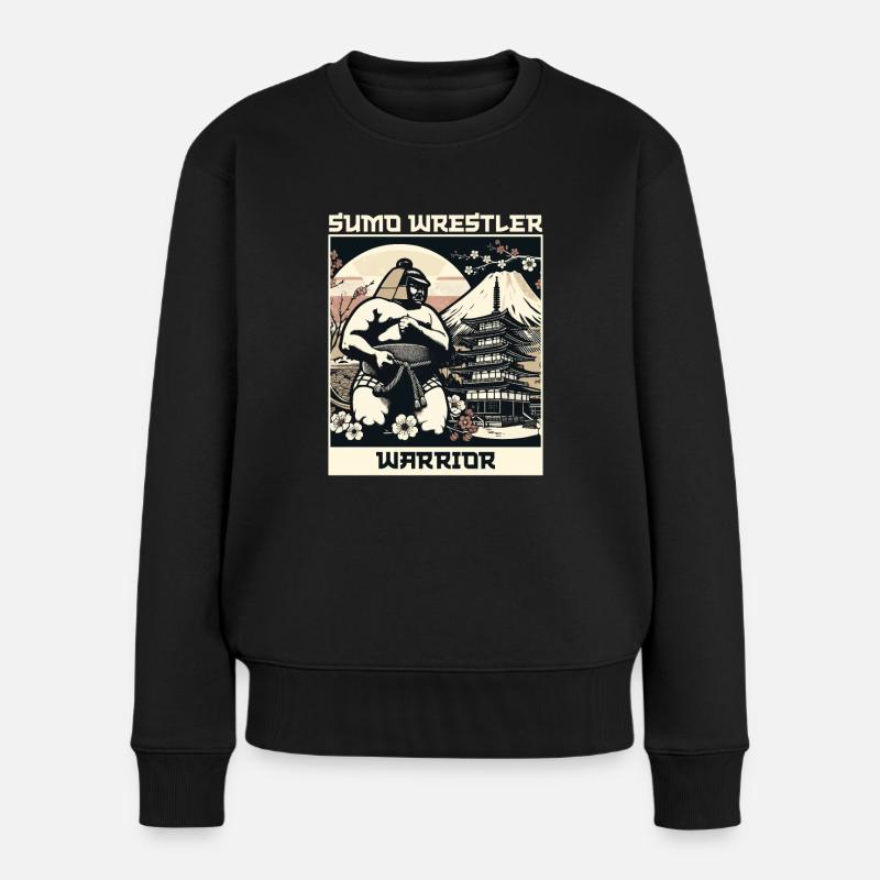 Sumo-Ringer Japanisches Ringen Sumo-Ringen - Frauen Premium Bio Pullover - Schwarz