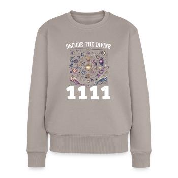 Engelszahl Spirituelle Begleitung Numerologie - Frauen Premium Bio Pullover - Taupe - Vorne - Julia (174cm)