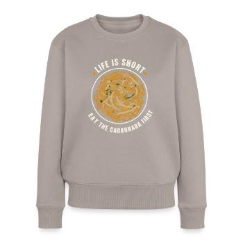 Carbonara-Nudeln Nudelnudeln Italienisches Essen - Frauen Premium Bio Pullover - Taupe - Vorne - Julia (174cm)
