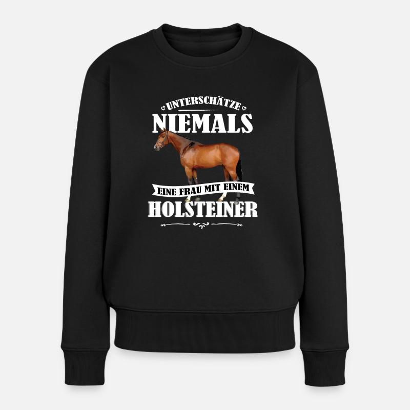 Holsteiner Pferde Shirt-UNF - Frauen Premium Bio Pullover - Schwarz