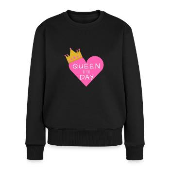 Anniversaire shirt Reine du jour - Pull Premium bio Femme - noir - Devant - Julia (174cm)