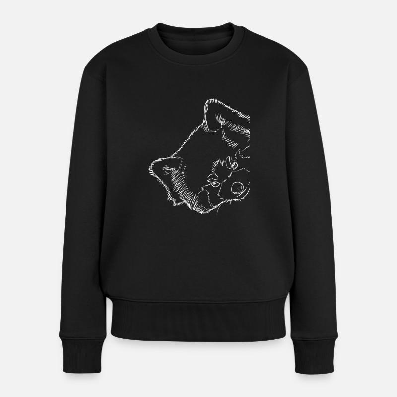 Strokes roter Panda - Frauen Premium Bio Pullover - Schwarz