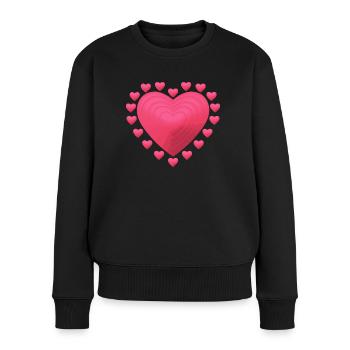 Herz - Pink Heart - Love - Liebe - Geschenkidee - Frauen Premium Bio Pullover - Schwarz - Vorne - Julia (174cm)
