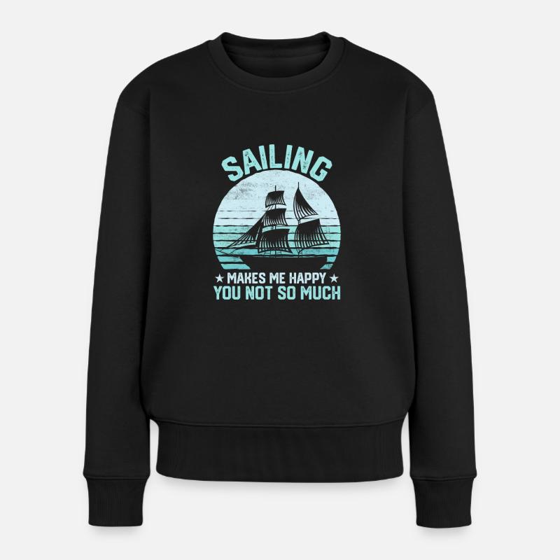 Segeln macht mich glücklich - Frauen Premium Bio Pullover - Schwarz