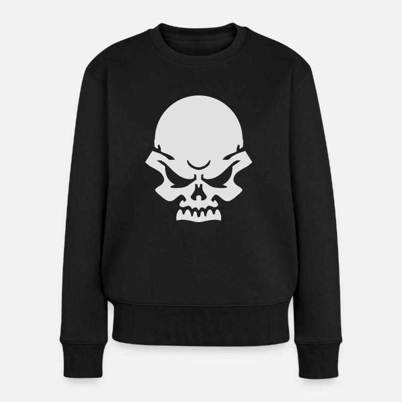 Totenkopf - Frauen Premium Bio Pullover - Schwarz