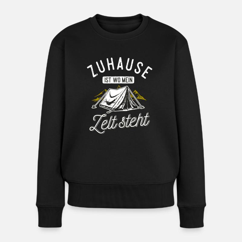 Camper Camping Zelten Zelt Zuhause - Frauen Premium Bio Pullover - Schwarz