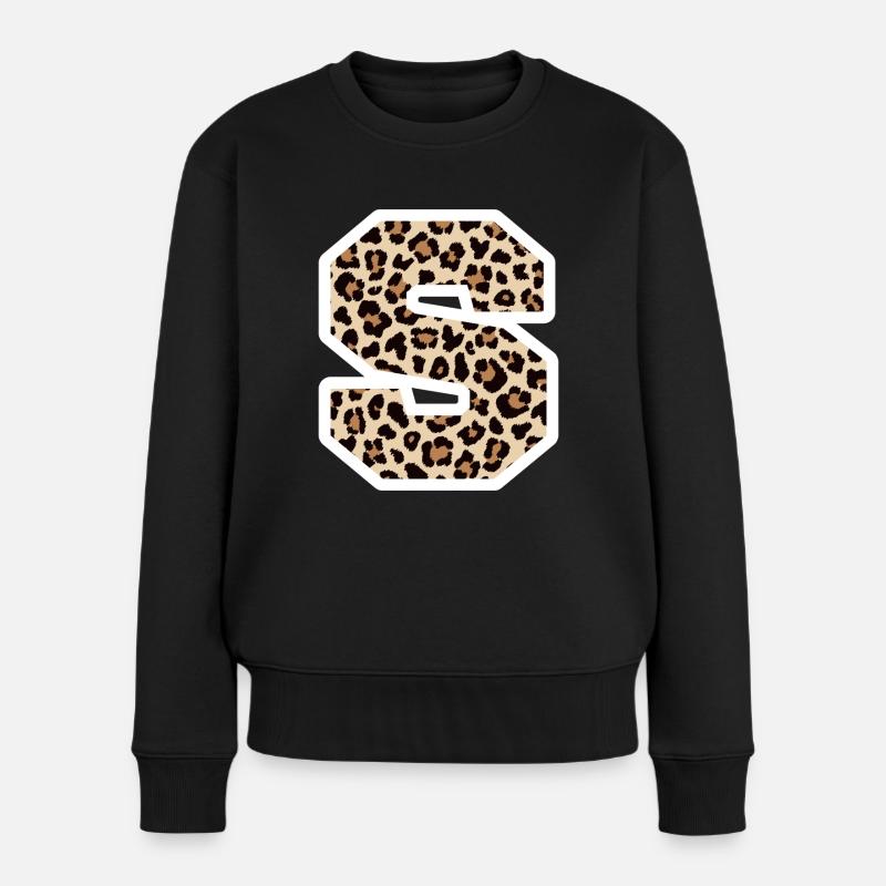 Buchstaben-S-Leopardenmuster - Geschenkidee zum Geburtstag - Frauen Premium Bio Pullover - Schwarz