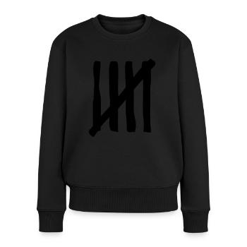 5 stripes - Frauen Premium Bio Pullover - Schwarz - Vorne - Julia (174cm)