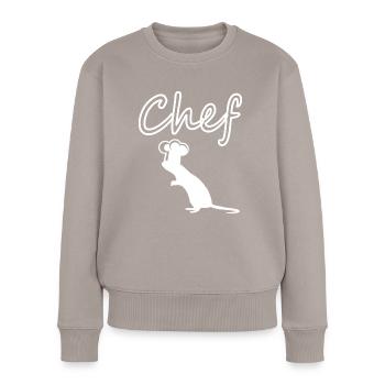 Chef comic figurine rat with cooking hat gift - Women's Premium Organic Jumper - taupe - Front - Julia (174cm)