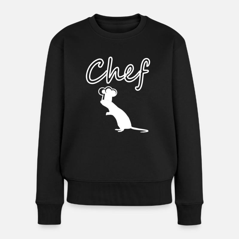 Chef comic figurine rat with cooking hat gift - Women's Premium Organic Jumper - black