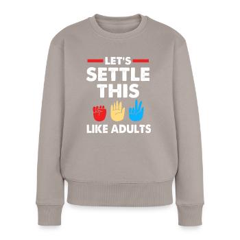 Papier ciseaux en pierre - Pull Premium bio Femme - taupe - Devant - Julia (174cm)