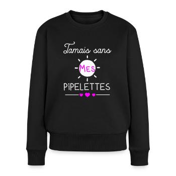 Jamais sans mes pipelettes cadeau provoque copine - Pull Premium bio Femme - noir - Devant - Julia (174cm)