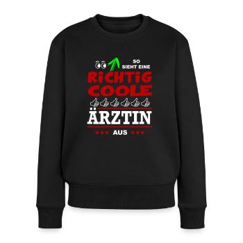 Job Beruf Arbeit Büro ÄRZTIN - Frauen Premium Bio Pullover - Schwarz - Vorne - Julia (174cm)