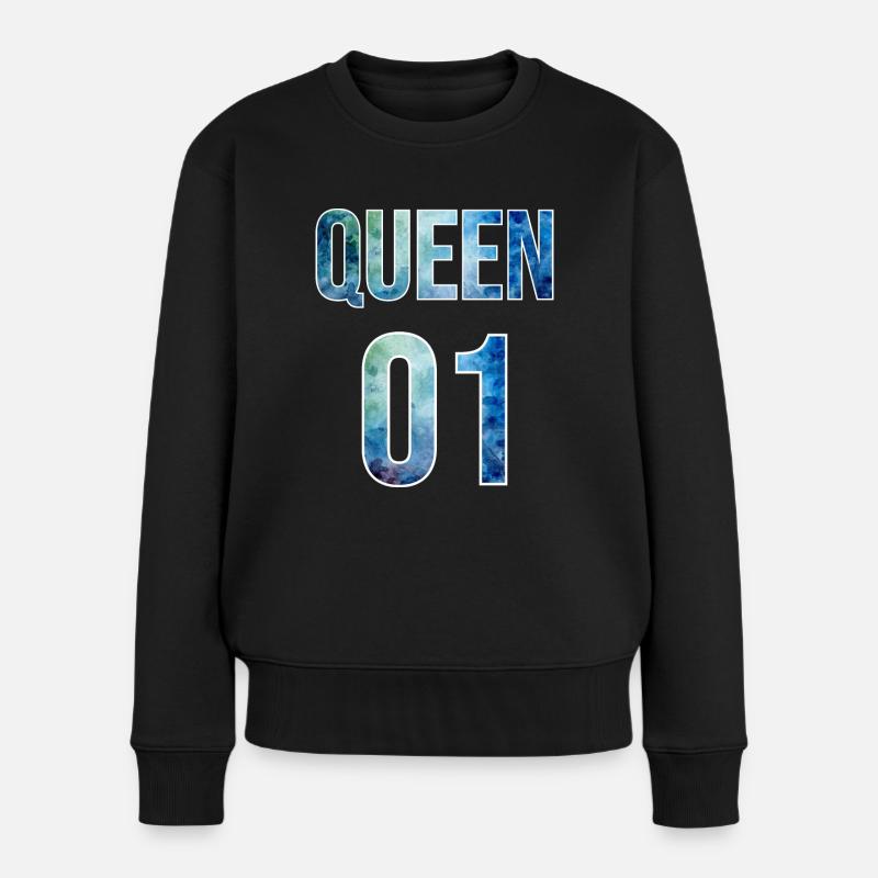Queen King Queen Pärchenoutfit - Frauen Premium Bio Pullover - Schwarz