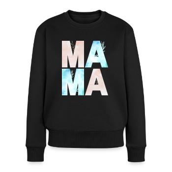 MOM Pastellrosa blau - Frauen Premium Bio Pullover - Schwarz - Vorne - Julia (174cm)
