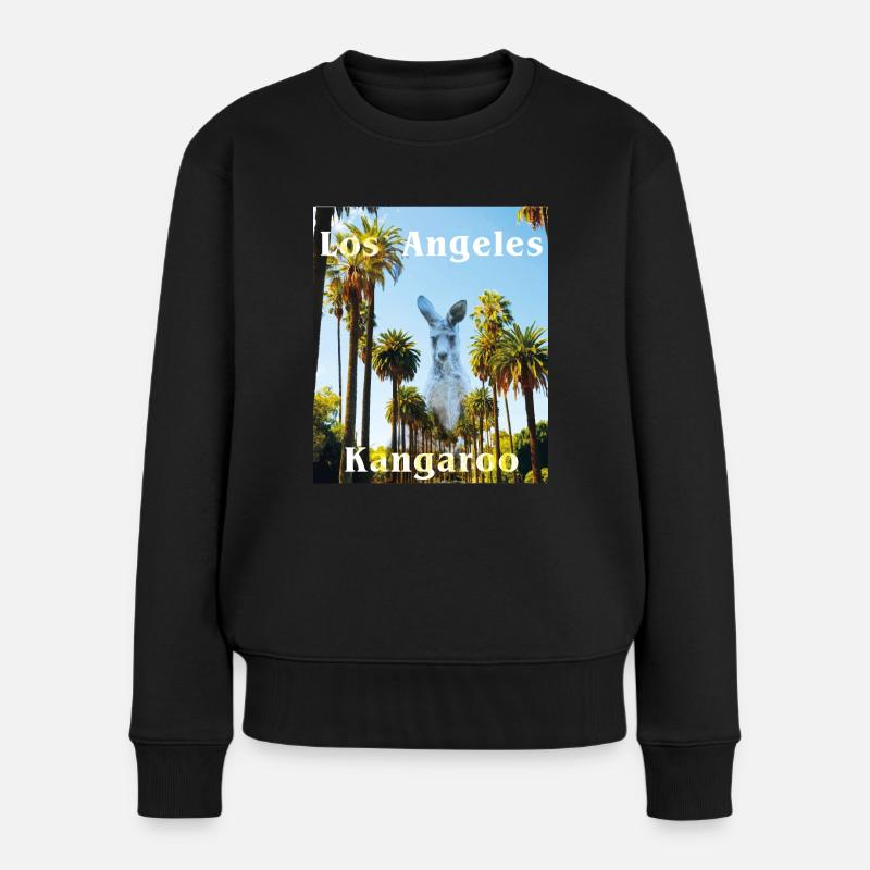 Känguru - Frauen Premium Bio Pullover - Schwarz