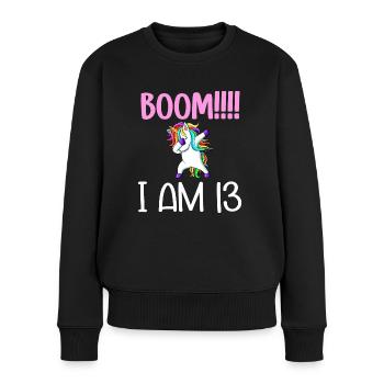 Dabbing birthday unicorn for kid 13 years old girl - Pull Premium bio Femme - noir - Devant - Julia (174cm)