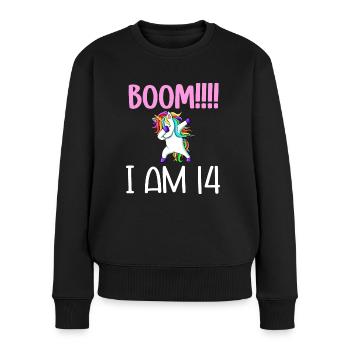 Dabbing birthday unicorn for kid 14 years old girl - Pull Premium bio Femme - noir - Devant - Julia (174cm)