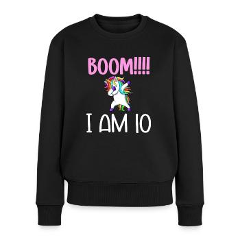 Dabbing birthday unicorn for kid 10 years old girl - Pull Premium bio Femme - noir - Devant - Julia (174cm)