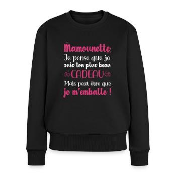 Mamounette ton plus beau cadeau original fête noël - Pull Premium bio Femme - noir - Devant - Julia (174cm)