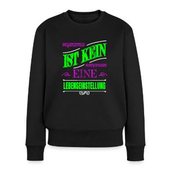 fleischloses essen spaß gesundes essen vegan - Frauen Premium Bio Pullover - Schwarz - Vorne - Julia (174cm)