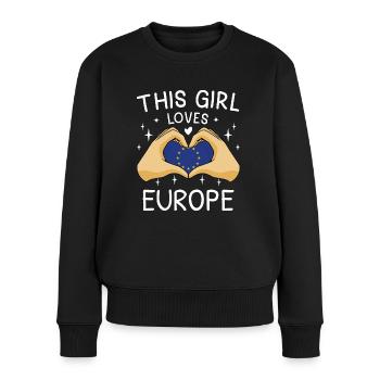 Drapeau Europe UE Euro Drapeau européen - Pull Premium bio Femme - noir - Devant - Julia (174cm)