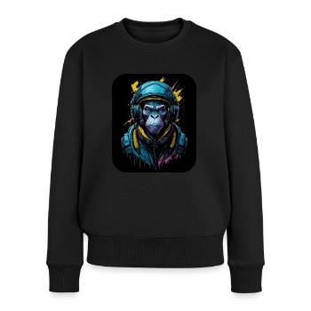 Monkey in an astronaut suit | Space pilot - Women's Premium Organic Jumper - black - Front - Julia (174cm)