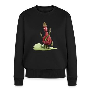 Missmutiger Spargel - Frauen Premium Bio Pullover - Schwarz - Vorne - Julia (174cm)