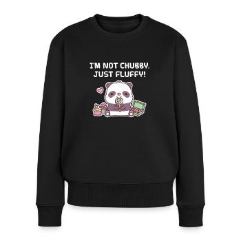 süßer Panda, ich bin nicht mollig, nur flauschig, lustig - Frauen Premium Bio Pullover - Schwarz - Vorne - Julia (174cm)