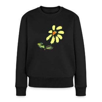 Vintage Blume - Frauen Premium Bio Pullover - Schwarz - Vorne - Julia (174cm)