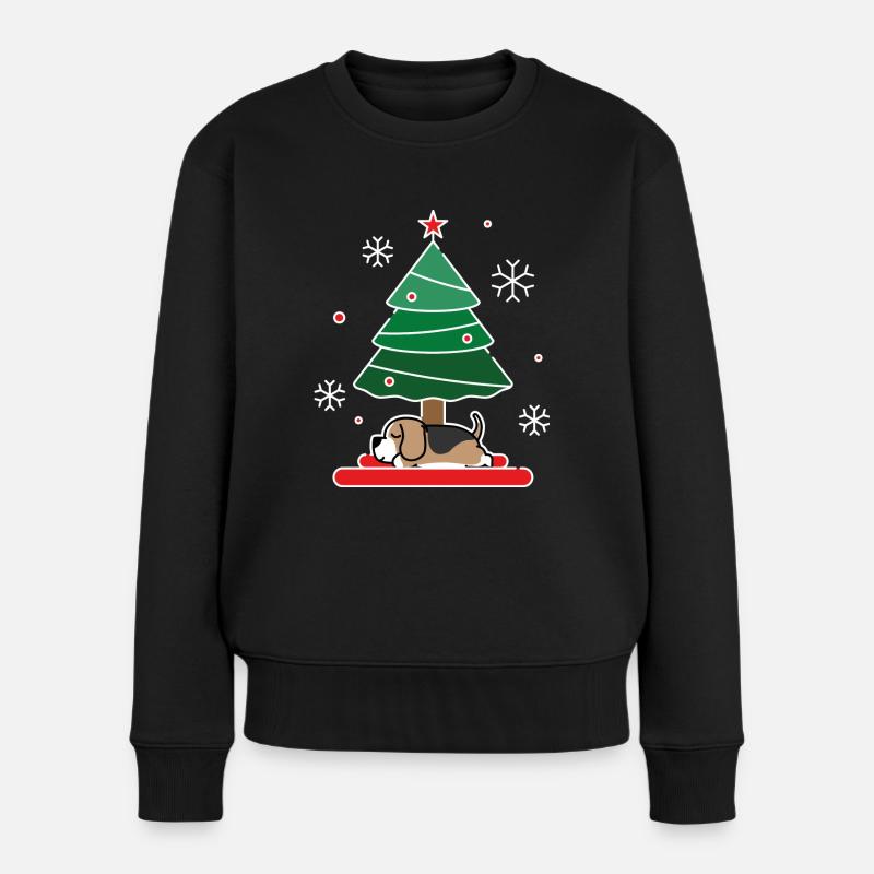 Lazy Beagle Weihnachten - Frauen Premium Bio Pullover - Schwarz