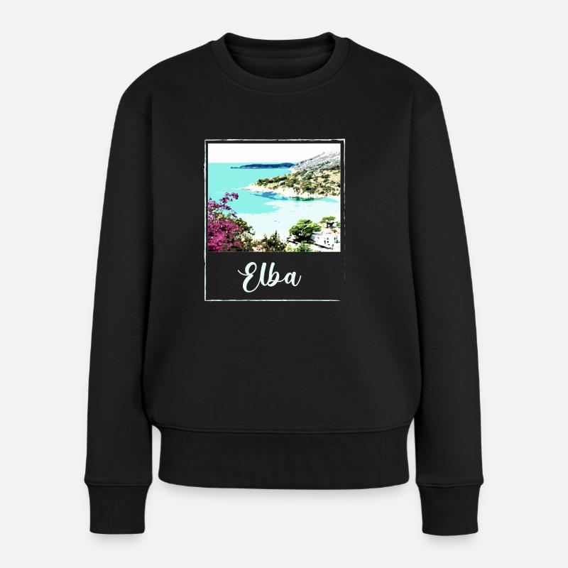 elba , insel,blau,, aquarell, italien - Frauen Premium Bio Pullover - Schwarz