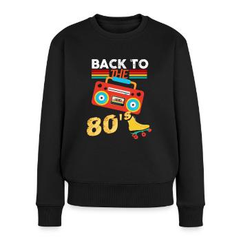 Love musique Back to the 80's Années 80 1980 - Pull Premium bio Femme - noir - Devant - Julia (174cm)