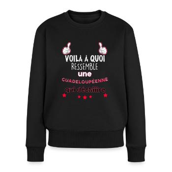 Guadeloupéenne De Caractère Qui Déchire - Pull Premium bio Femme - noir - Devant - Julia (174cm)