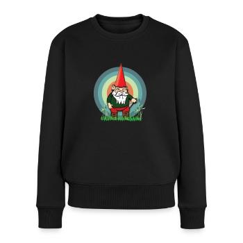 Böser und gemeiner Gartenzwerg Gnom Zwerg - Frauen Premium Bio Pullover - Schwarz - Vorne - Julia (174cm)