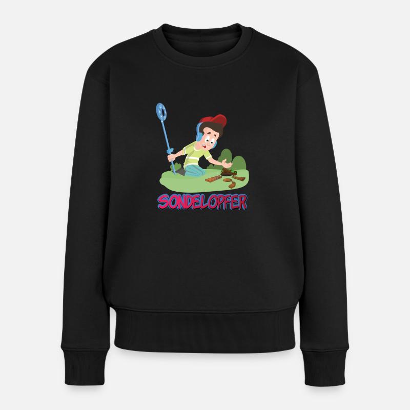 Sondeln Comic Schrott bei Schatzsuche gefunden - Frauen Premium Bio Pullover - Schwarz