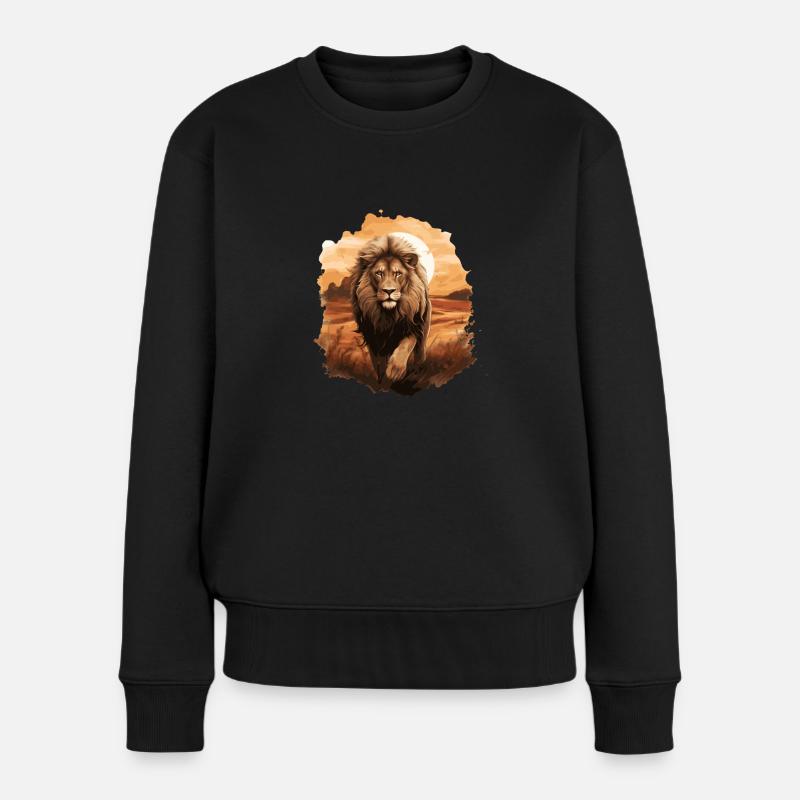Der Löwe, der König der Tiere - Frauen Premium Bio Pullover - Schwarz