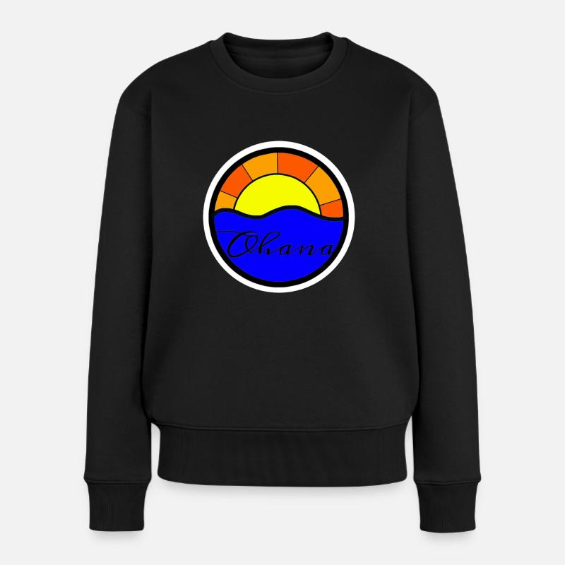 Sunset Ohana ( =Familie ) - Frauen Premium Bio Pullover - Schwarz