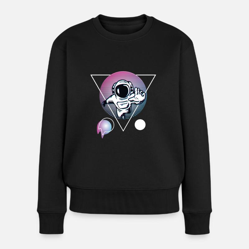 Vaporwave Astronaut Retro Neon Vintage Retro style - Frauen Premium Bio Pullover - Schwarz