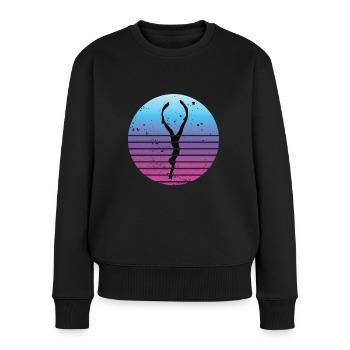 Freediving Retro Freitaucher für Apnoe Taucher - Frauen Premium Bio Pullover - Schwarz - Vorne - Julia (174cm)