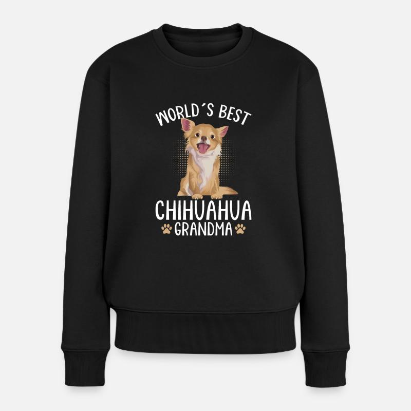 Chihuahua Oma Hundehalterin Geschenk - Frauen Premium Bio Pullover - Schwarz