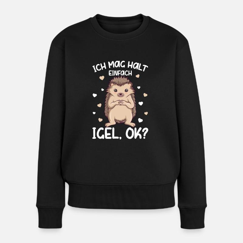 Igel - Ich mag halt Igel Kinder Mädchen - Frauen Premium Bio Pullover - Schwarz