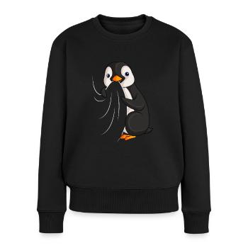 Pinguin Liebhaber Penguin Kinder Damen - Frauen Premium Bio Pullover - Schwarz - Vorne - Julia (174cm)