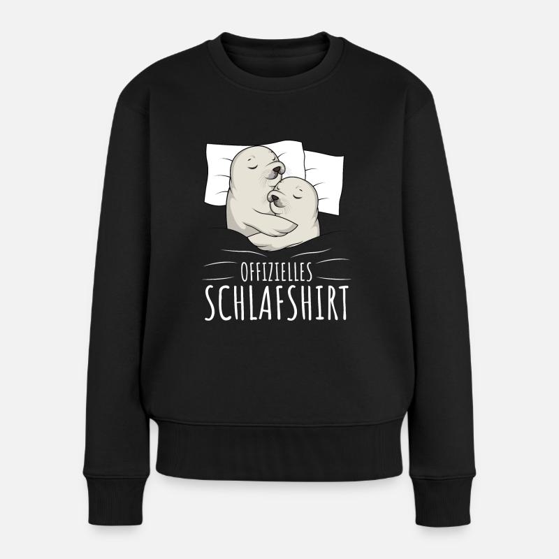 Offizielles Schlafshirt Robbe Schlafen - Frauen Premium Bio Pullover - Schwarz