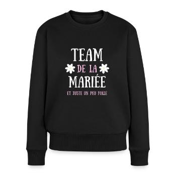 team de la mariée humour mariage femme evjf cadeau - Pull Premium bio Femme - noir - Devant - Julia (174cm)