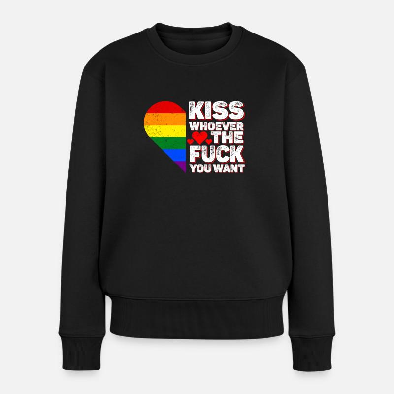 Küsse wen immer zum Teufel du willst - LGBTQ+ - Frauen Premium Bio Pullover - Schwarz